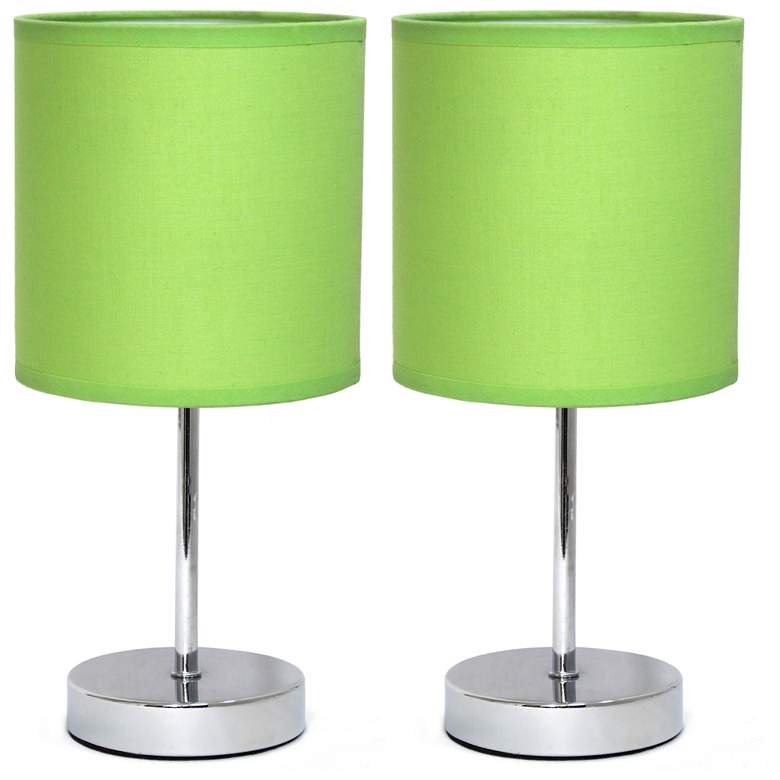 Image 1 Simple Designs Chrome Mini Basic Table Lamp 2 Pack Set, Green