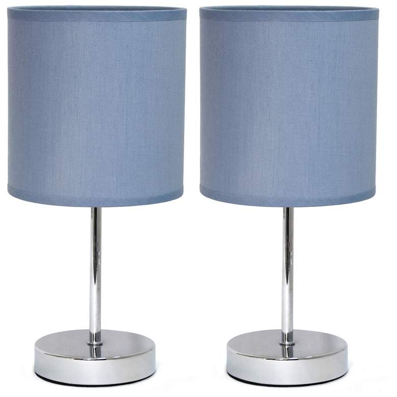 Image 1 Simple Designs Chrome Mini Basic Table Lamp 2 Pack Set, Purple