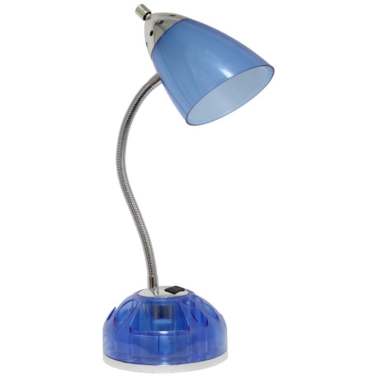 Image 1 Simple Designs Desk Lamp with Charging Outlet Lazy Susan Base, Blue