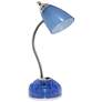 Simple Designs Desk Lamp with Charging Outlet Lazy Susan Base, Blue