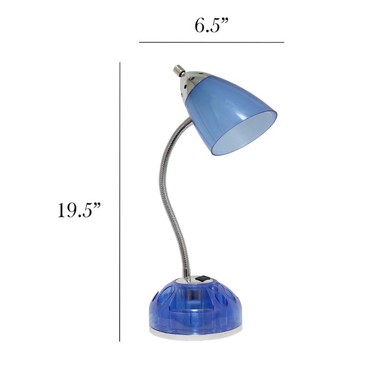 Image 4 Simple Designs Desk Lamp with Charging Outlet Lazy Susan Base, Blue more views