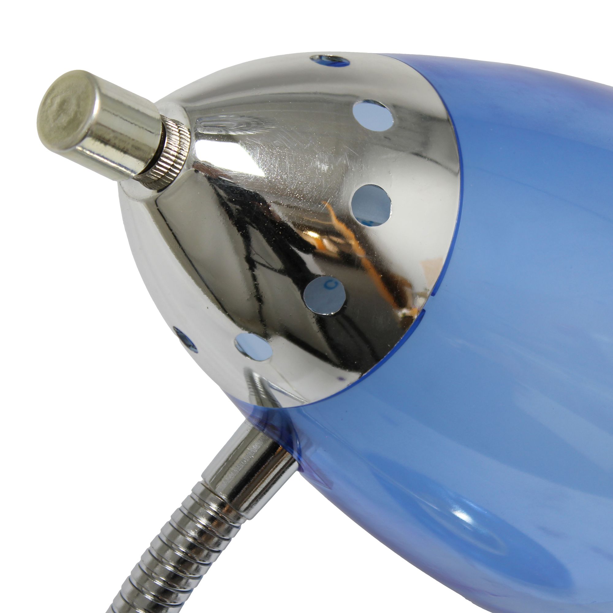 Simple Designs Desk Lamp with Charging Outlet Lazy Susan Base, Blue