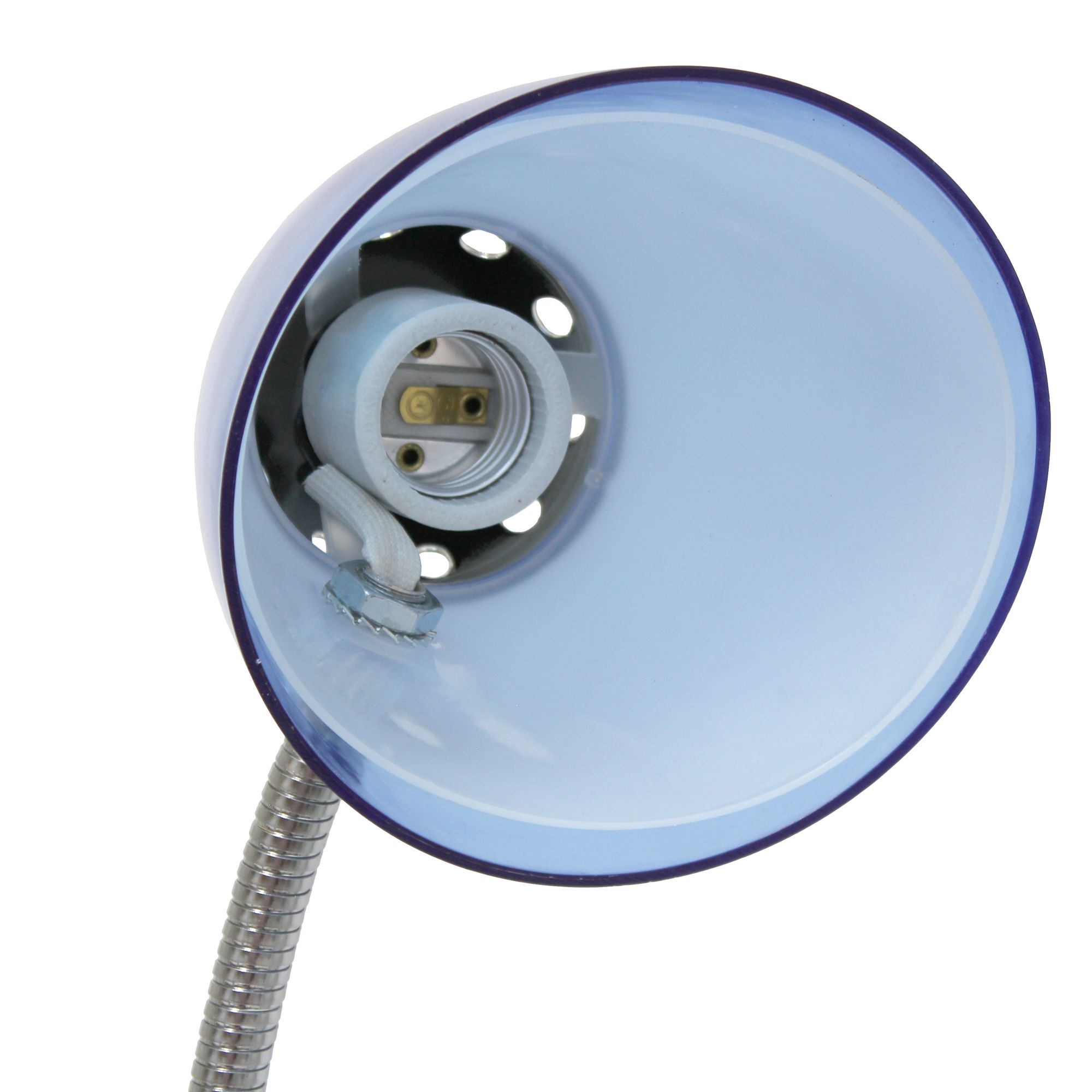 Simple Designs Desk Lamp with Charging Outlet Lazy Susan Base, Blue