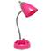 Simple Designs Desk Lamp with Charging Outlet Lazy Susan Base, Pink