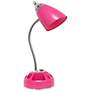 Simple Designs Desk Lamp with Charging Outlet Lazy Susan Base, Pink