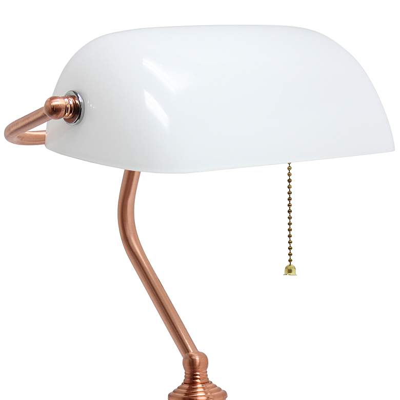 Image 3 Simple Designs Executive 14 3/4 inch Rose Gold Iron Banker&#39;s Desk Lamp more views