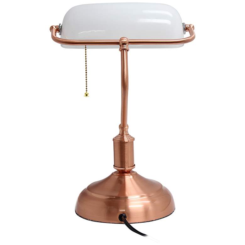 Image 6 Simple Designs Executive 14 3/4 inch Rose Gold Iron Banker&#39;s Desk Lamp more views