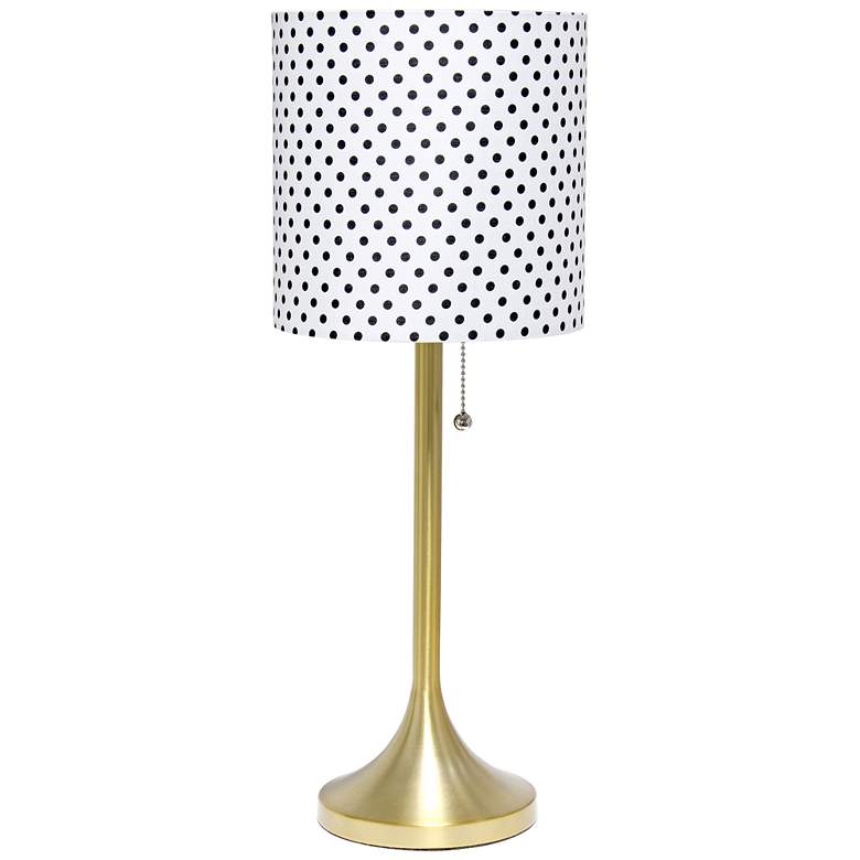 Image 2 Simple Designs Gold Accent Table Lamp with Polka Dots Shade