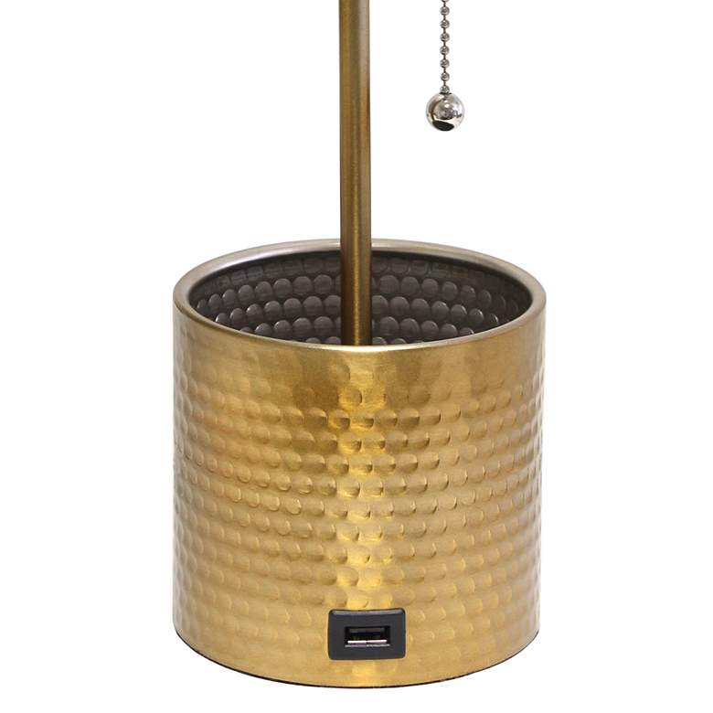 Image 4 Simple Designs Gold Hammered Metal Table Lamp with Organizer and USB Port more views