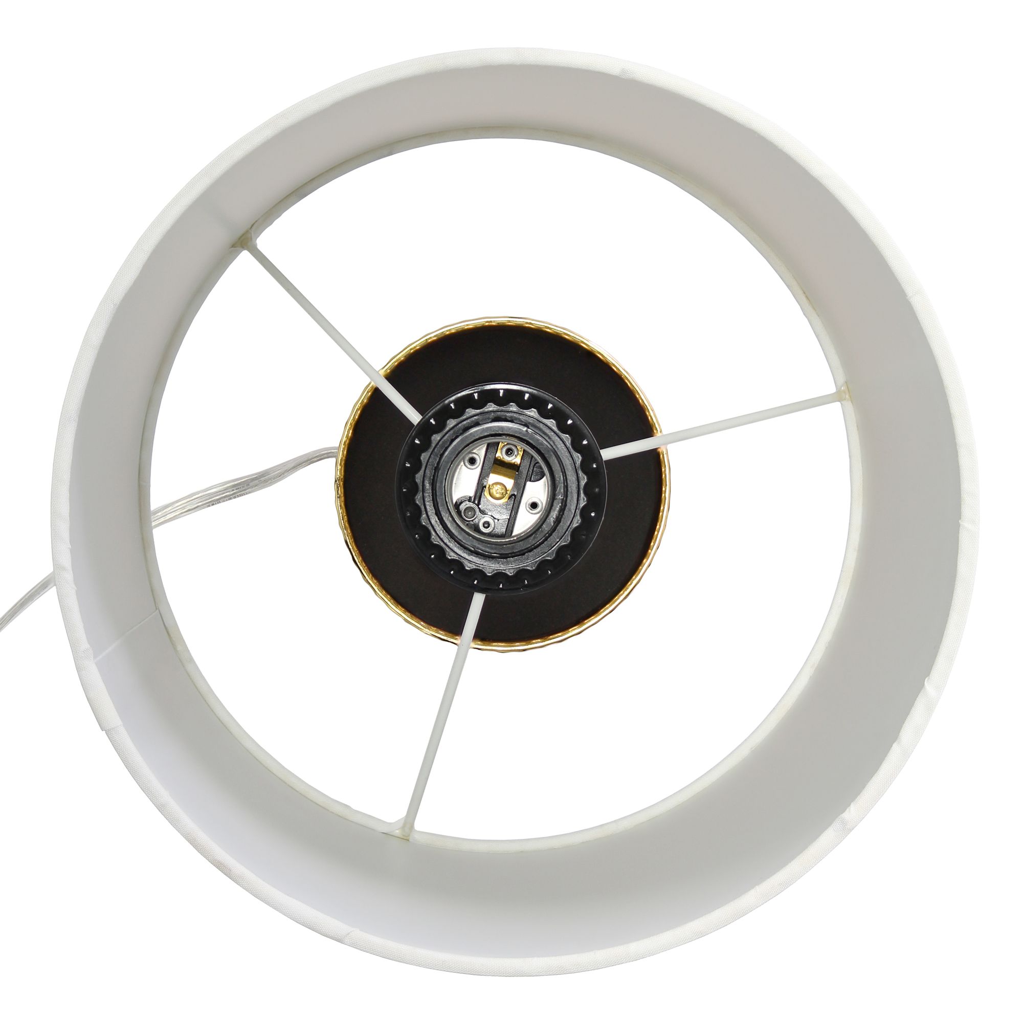 Simple Designs Gold Hammered Metal Table Lamp with Organizer and USB Port