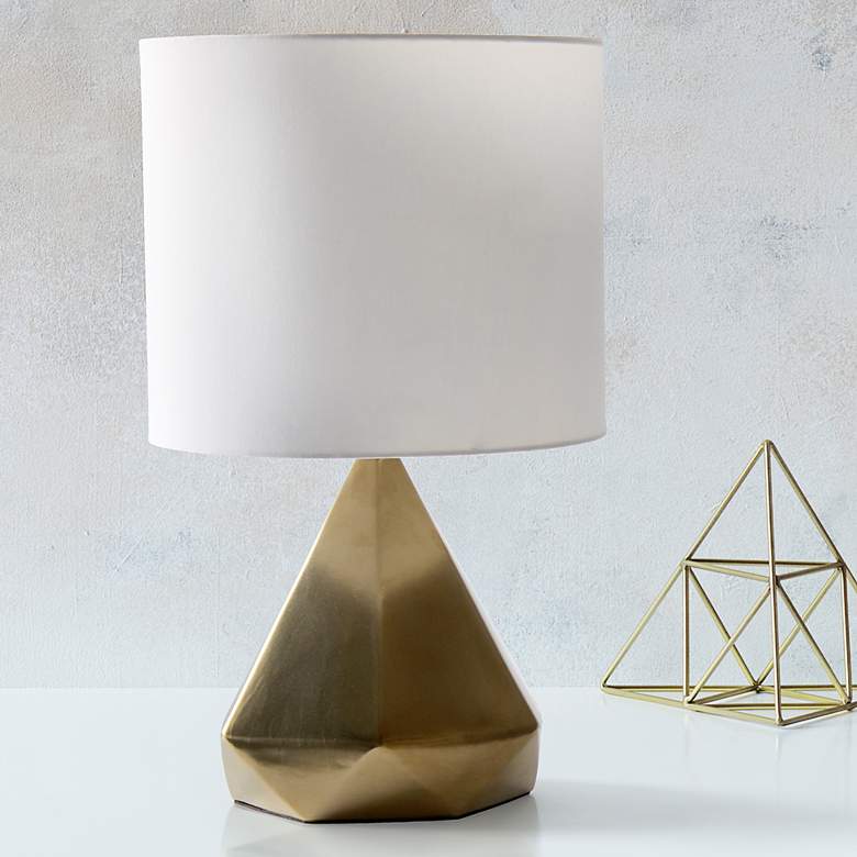 Image 1 Simple Designs Gold Pyramid Ceramic Table Lamp