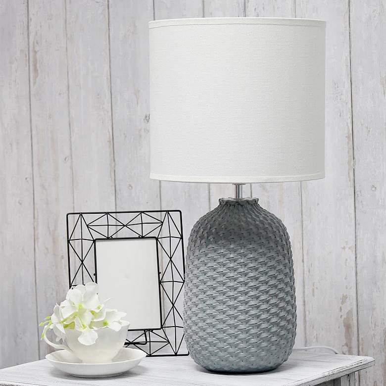 Image 1 Simple Designs Gray Ceramic Accent Table Desk Lamp