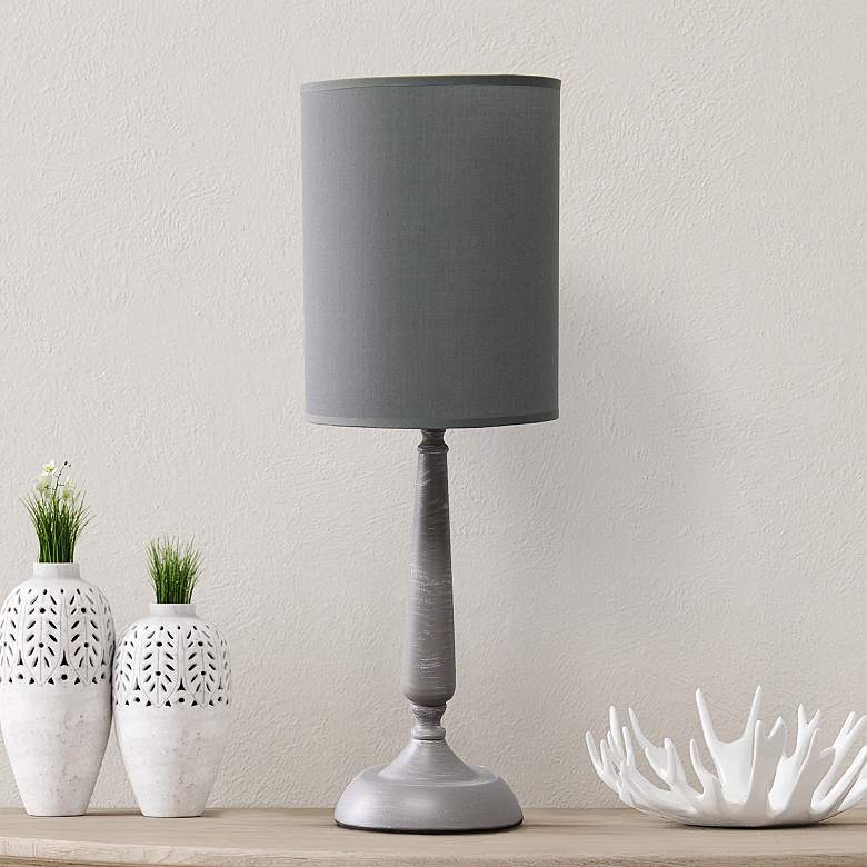 Image 1 Simple Designs Gray Wash Candlestick Accent Table Lamp
