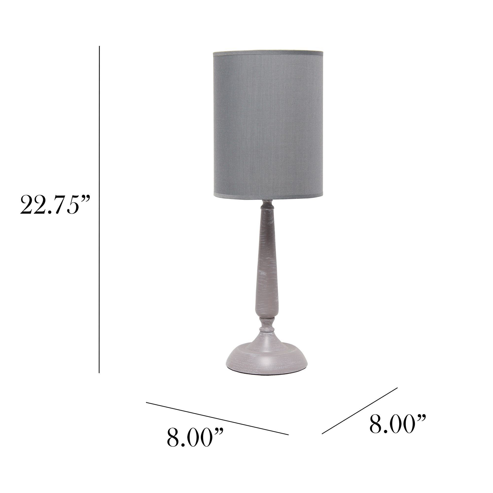 Simple Designs Gray Wash Candlestick Accent Table Lamp