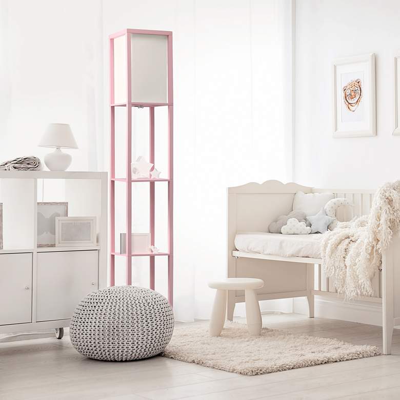 Image 1 Simple Designs Light Pink 3-Shelf Etagere Floor Lamp