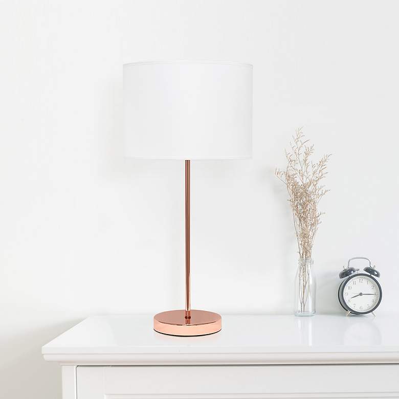 Image 1 Simple Designs Modern Rose Gold Stick Table Lamp
