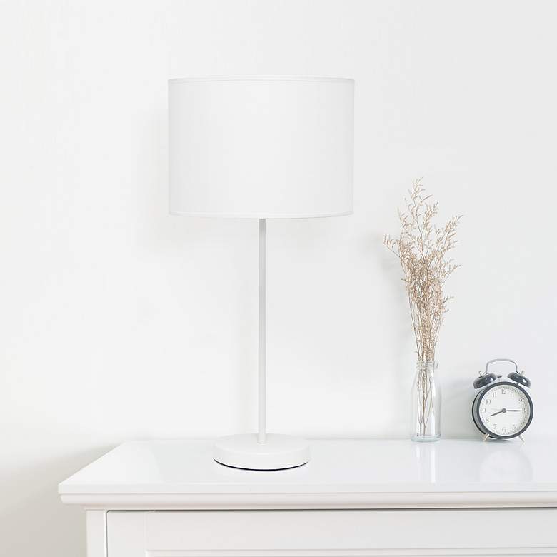 Image 1 Simple Designs Modern White Stick Table Lamp