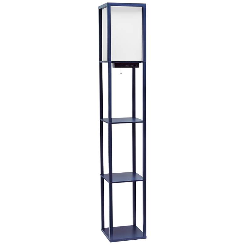 Image 2 Simple Designs Navy 3-Self Etagere Floor Lamp with USB Ports and Outlet