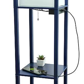 Image5 of Simple Designs Navy 3-Self Etagere Floor Lamp with USB Ports and Outlet more views