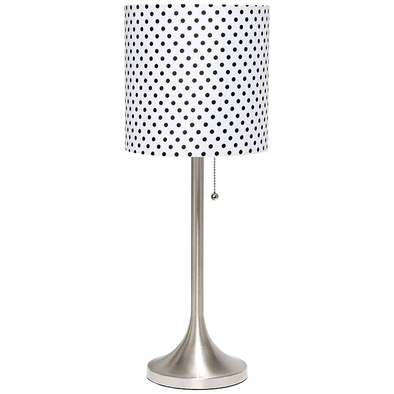 Image 2 Simple Designs Nickel Accent Table Lamp w/ Polka Dots Shade