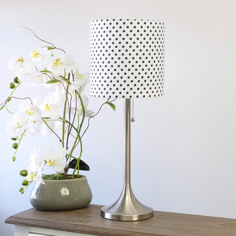 Image 1 Simple Designs Nickel Accent Table Lamp w/ Polka Dots Shade