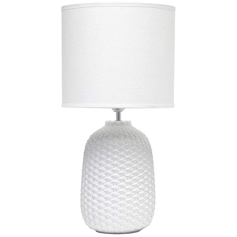 Image 2 Simple Designs Off-White Ceramic Accent Table Desk Lamp