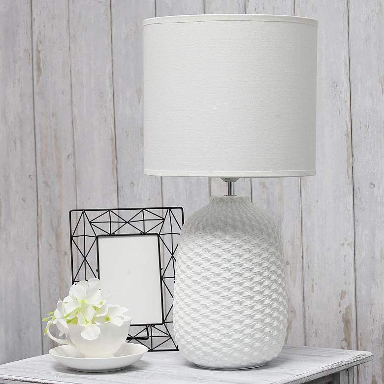 Image 1 Simple Designs Off-White Ceramic Accent Table Desk Lamp