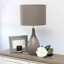 Image1 of Simple Designs Oval Bowling Pin 18"H Gray Accent Table Lamp