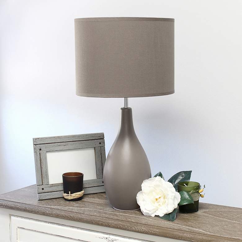 Image 1 Simple Designs Oval Bowling Pin 18"H Gray Accent Table Lamp