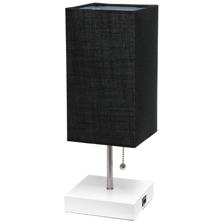 Image 1 Simple Designs Petite White Stick Lamp with USB Charging Port, Black