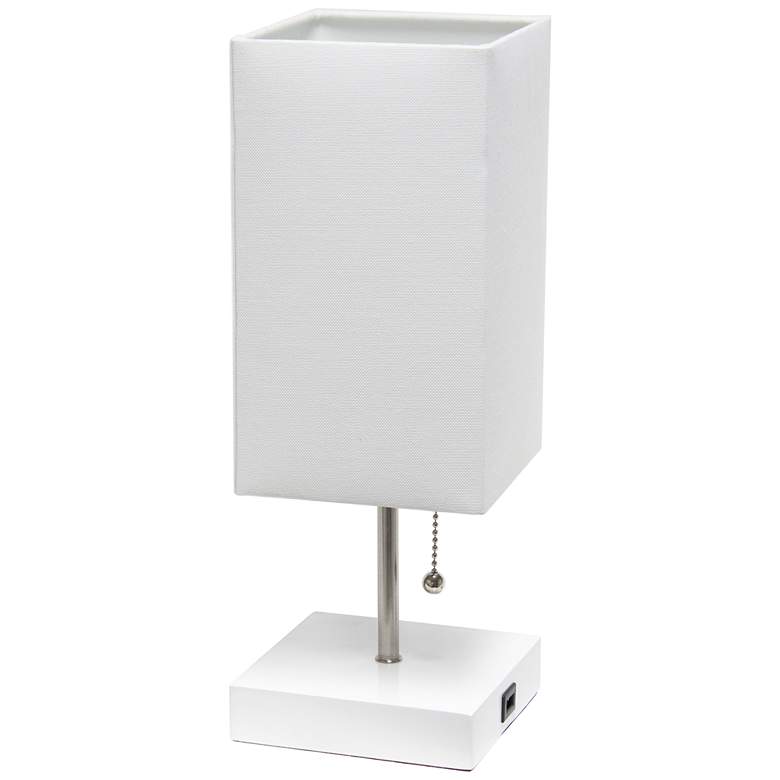 Image 1 Simple Designs Petite White Stick Lamp with USB Charging Port, White