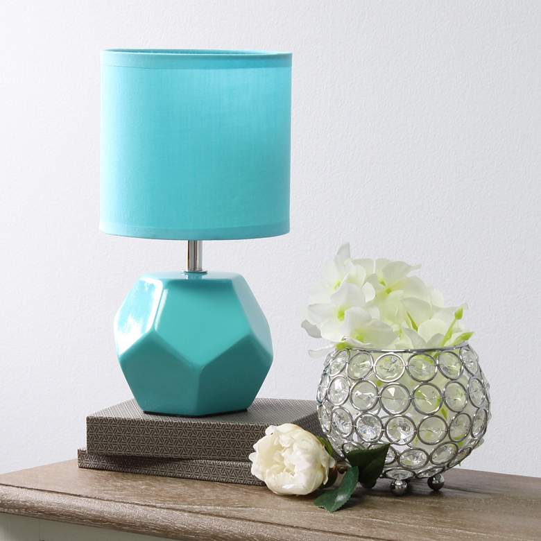 Image 1 Simple Designs Prism 10 1/2" High Geometric Blue Ceramic Accent Lamp