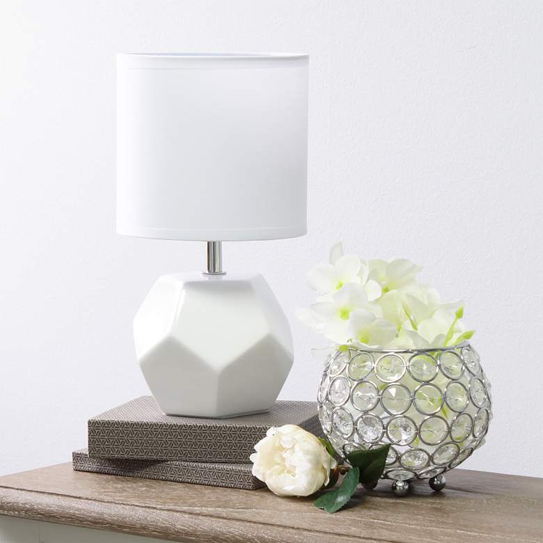 Image 1 Simple Designs Prism 10 1/2 inch High White Ceramic Modern Accent Lamp