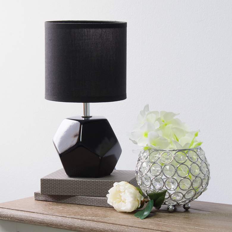 Image 1 Simple Designs Prism 10 1/2 inchH Black Round Accent Table Lamp