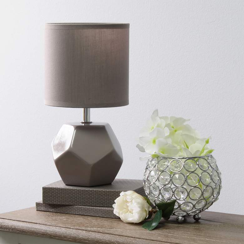 Image 1 Simple Designs Prism 10 1/2 inchH Gray Round Accent Table Lamp