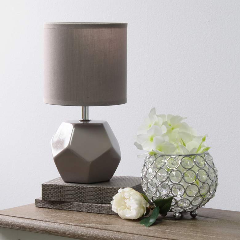 Image 1 Simple Designs Prism 10 1/2"H Gray Round Accent Table Lamp