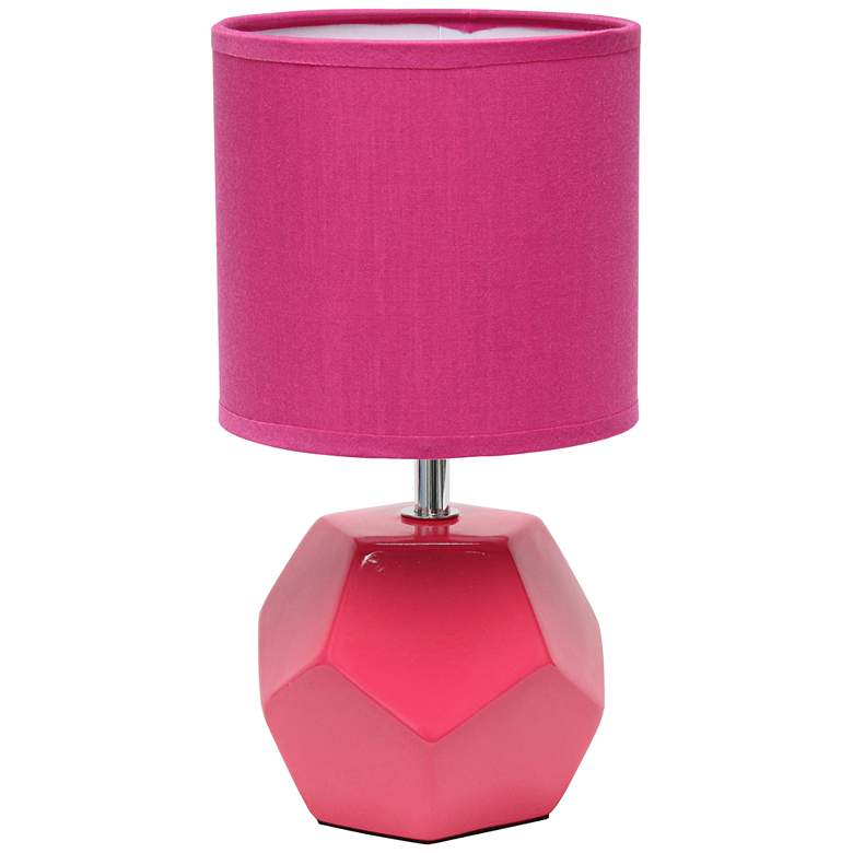 Image 2 Simple Designs Prism 10 1/2"H Pink Round Accent Table Lamp