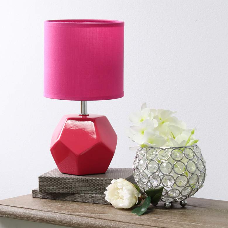 Image 1 Simple Designs Prism 10 1/2"H Pink Round Accent Table Lamp