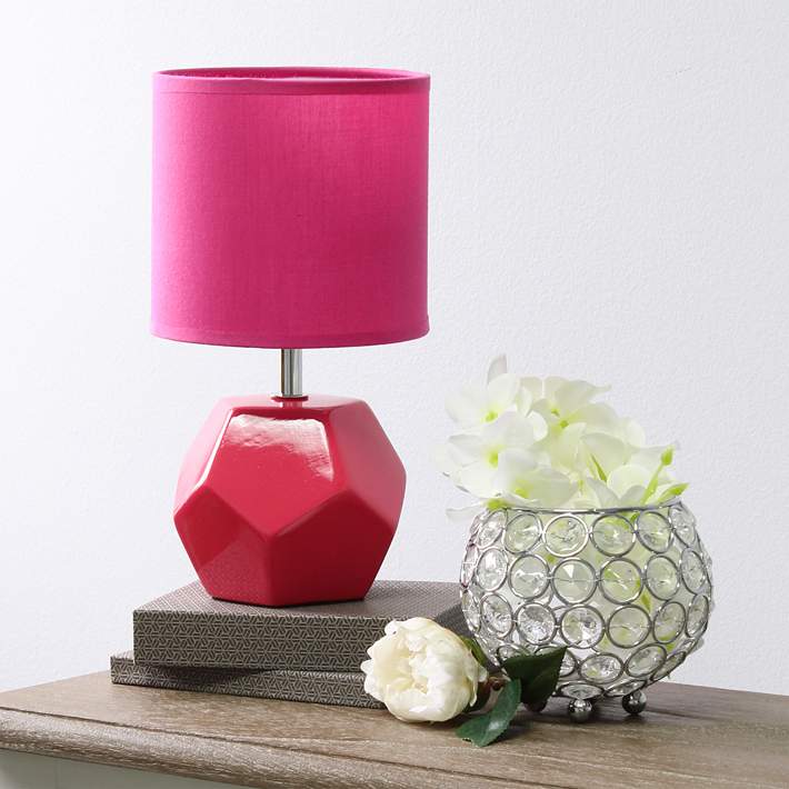 Simple Designs Prism 10 1/2 High Pink Round Accent Table Lamp