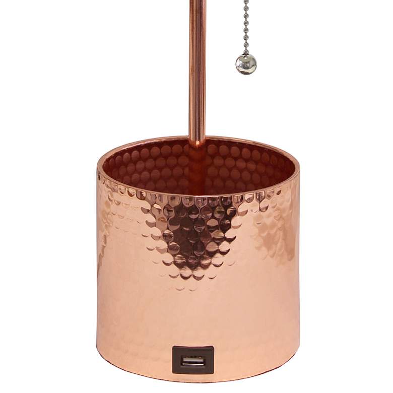 Image 4 Simple Designs Rose Gold Metal Table Lamp with Organizer and USB Port more views