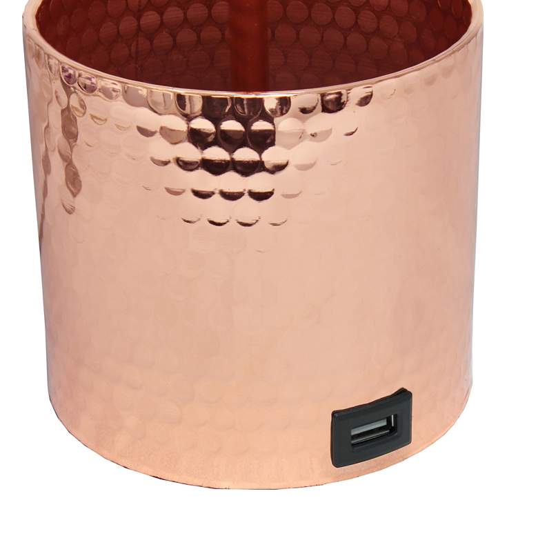 Image 6 Simple Designs Rose Gold Metal Table Lamp with Organizer and USB Port more views