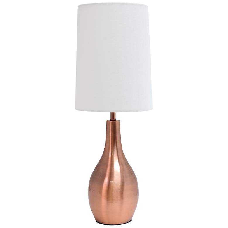 Image 2 Simple Designs Rose Gold Metal Teardrop Table Lamp