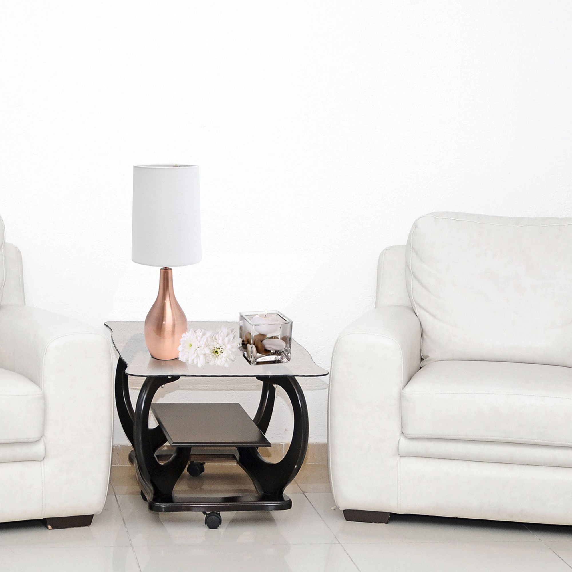 Simple Designs Rose Gold Metal Teardrop Table Lamp