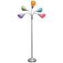 Simple Designs Silver Floor Lamp w/ Fun Multicolor Shades