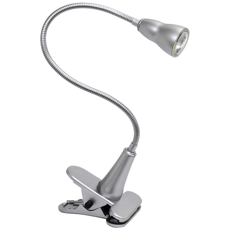 Image 2 Simple Designs Silver Gooseneck LED Clip Light Desk Lamp