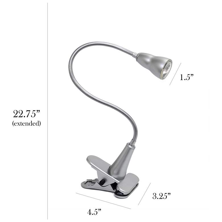Image 7 Simple Designs Silver Gooseneck LED Clip Light Desk Lamp more views