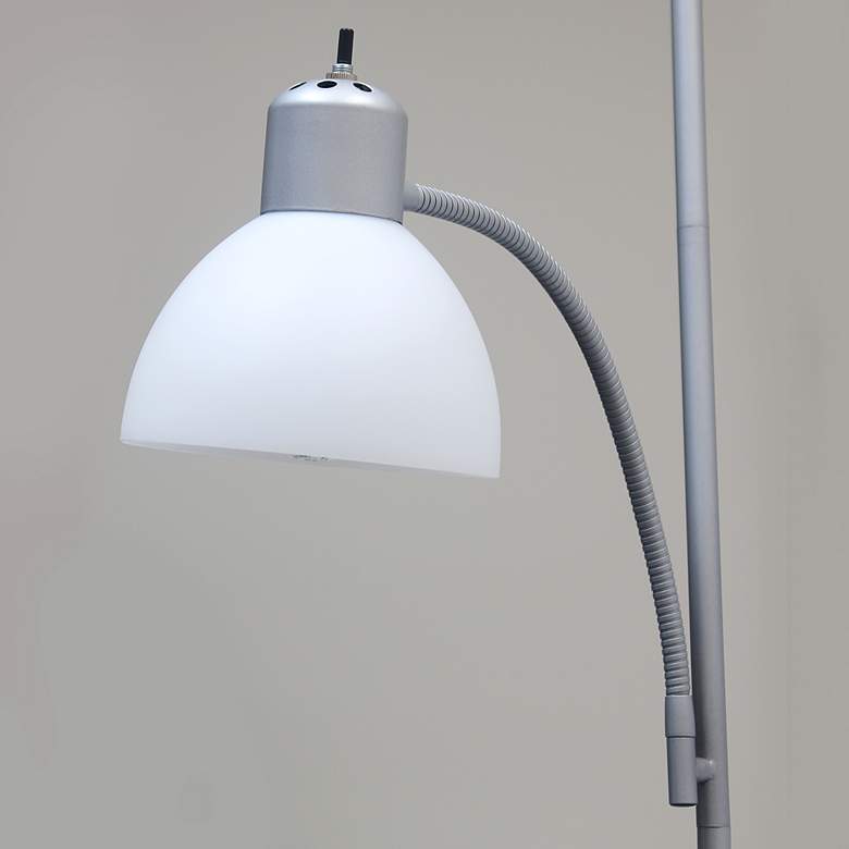 Image 6 Simple Designs Silver Metal 2-Light Torchiere Floor Lamp more views