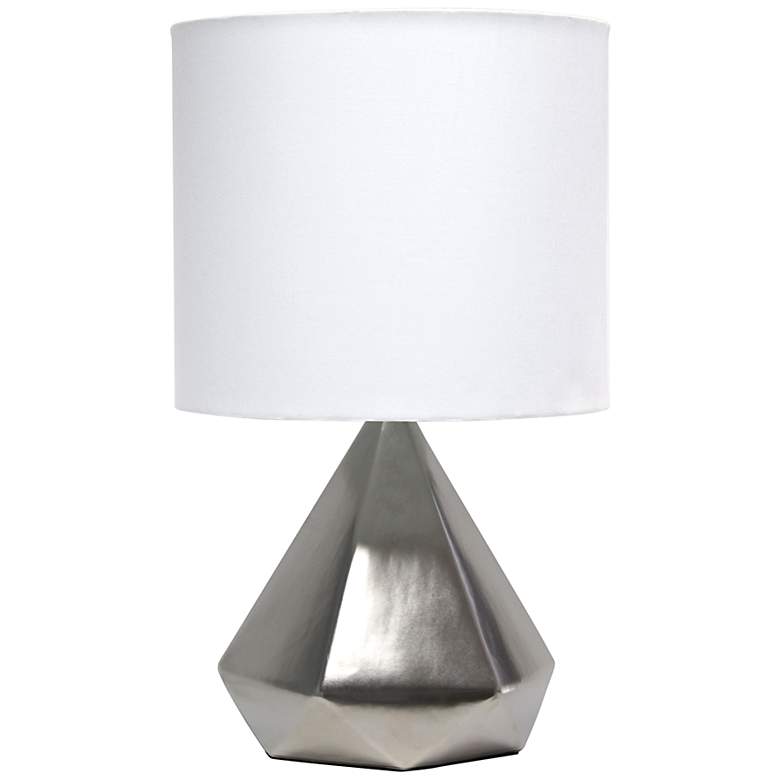 Image 2 Simple Designs Silver Pyramid Ceramic Table Lamp