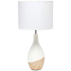 Image2 of Simple Designs Strikers 19"H White and Light Wood Accent Table Lamp
