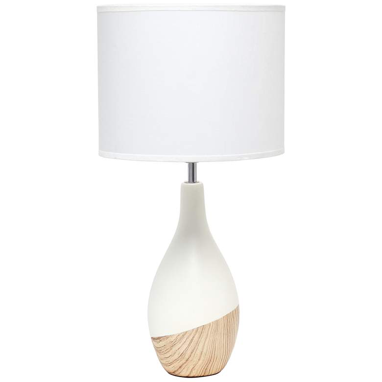 Image 2 Simple Designs Strikers 19 inchH White and Light Wood Accent Table Lamp